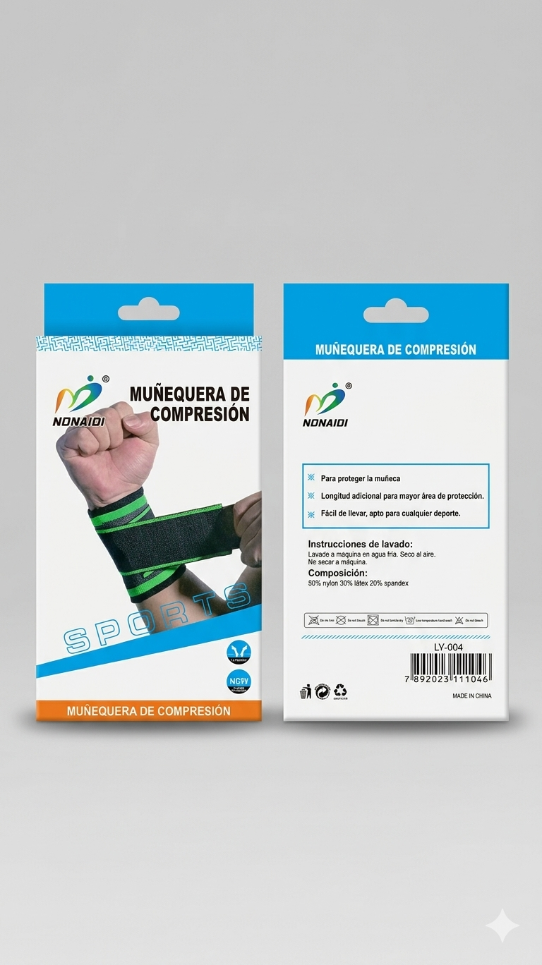 Domine Seu Treino com Segurança: Munhequeira de Compressão Profissional NONAIDI (Modelo LY-004) - Imagem 2