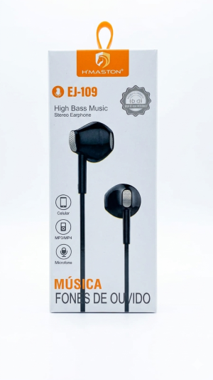 Fone de Ouvido High Bass H'Maston EJ-109 com Microfone e Controle de Linha - P2