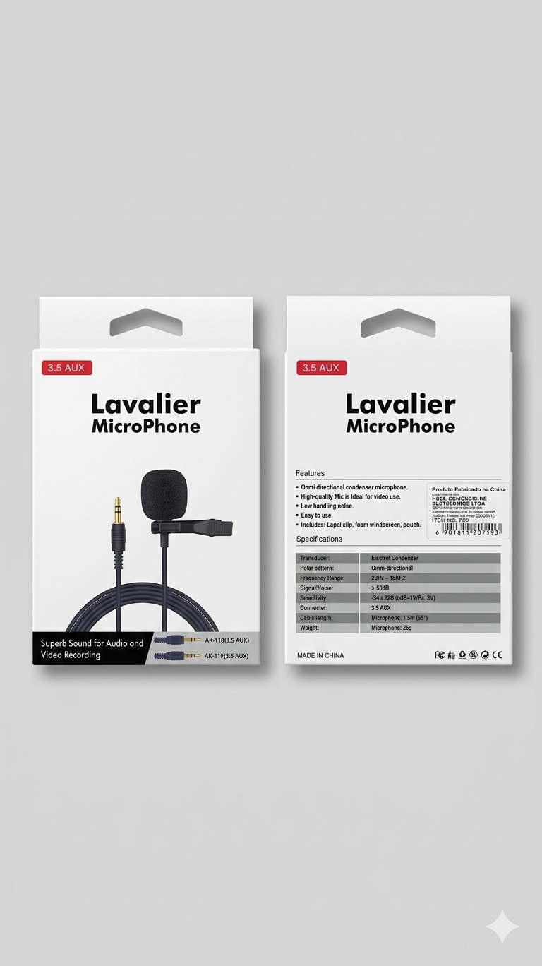 Microfone Lavalier Professional - Capte Som de Alta Qualidade para Seus Vídeos - Imagem 2