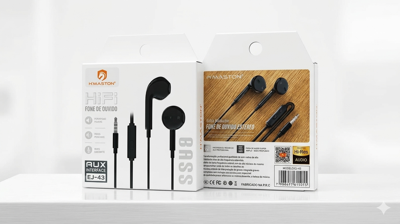 Fone de Ouvido com Fio H’MASTON HiFi Modelo EJ-43 - Imagem 2