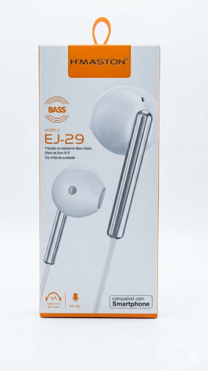 Fone de Ouvido H'MASTON EJ-29 Stereo BASS com Microfone e Isolamento de Ruído