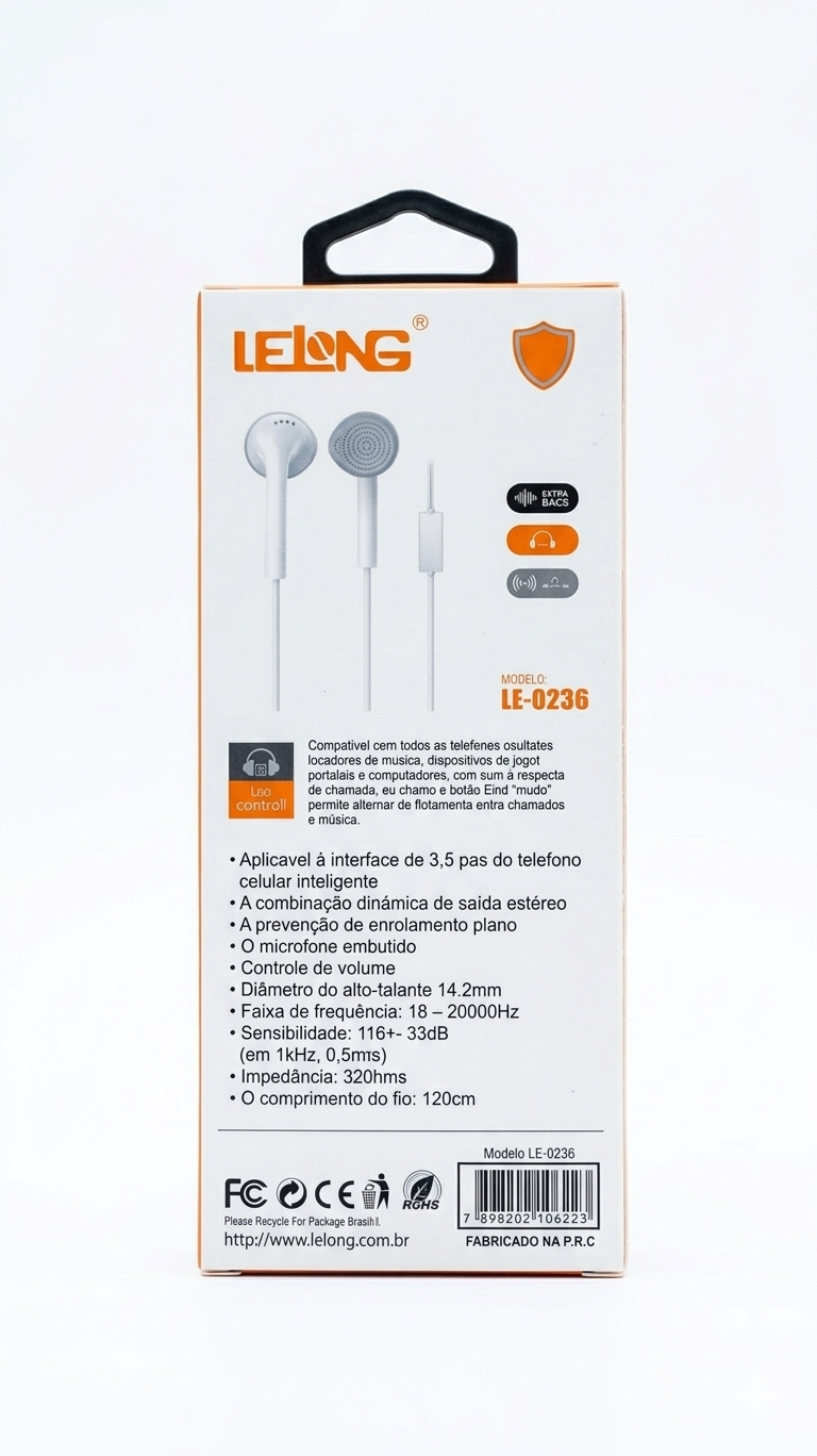 Fone de Ouvido Estéreo LELONG LE-0236 com Microfone e Graves Extras - P2 - Imagem 2