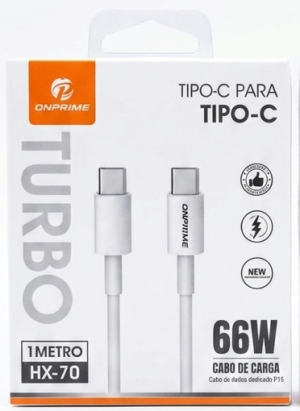 Cabo de Dados Turbo Onprime HX-70 – USB-C para USB-C – 66W