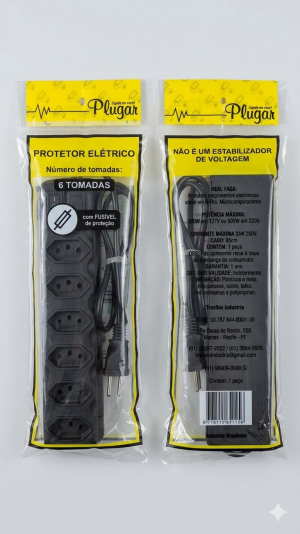 Protetor Elétrico Plugar com 6 Tomadas – Proteção e Organização para seus Equipamentos