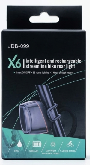 Lanterna Traseira Inteligente X6 para Bicicleta – Recarregável e Automática