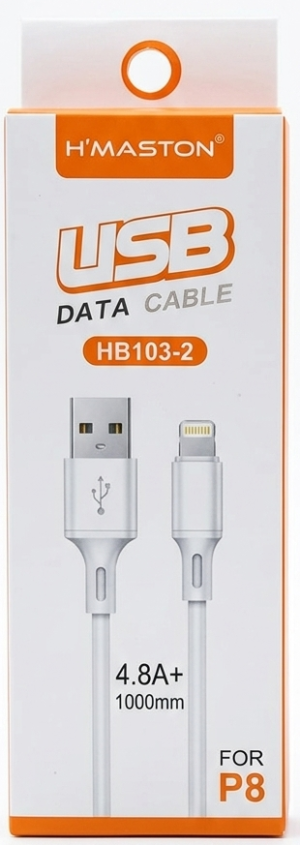 Cabo de Dados USB Lightning H'Maston 1m 4.8A HB103-2 - Carregamento Super Rápido