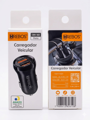 Carregador Veicular Hrebos CRV-182: Potência e Segurança para Sua Viagem!