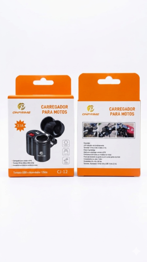 Carregador para Motos Onprime CJ-12 – USB + Tomada 12V 