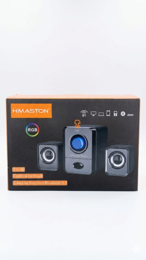 Caixa de Som Gamer H'Maston YS-06 Subwoofer 2.1 - RGB Dinâmico, Bluetooth e Controle de Toque