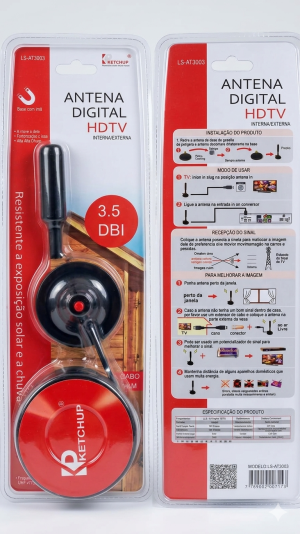 💥 Antena Digital HDTV Ketchup LS-AT3003 com Base Magnética (3.5 dBi): Sinal Puro e Imagem Perfeita Onde Você Estiver! 💥