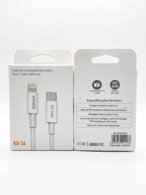 Cabo Turbo Kaidi KD-26 | 30W Power Delivery (USB-C para Lightning)