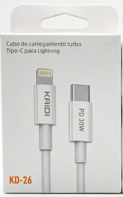Cabo Turbo Kaidi KD-26 | 30W Power Delivery (USB-C para Lightning)