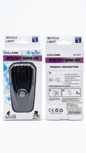 Farol / Luz de Segurança para Bicicleta Qixun QX-Q01 LED Recarregável USB