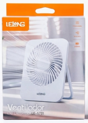 Mini Ventilador de Mesa Lelong LE-5731 USB Recarregável – 4 Velocidades e Silencioso