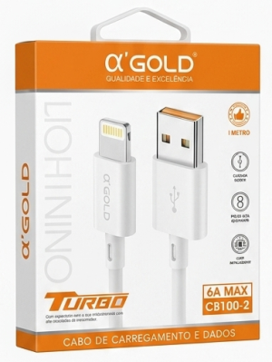 Cabo de Carregamento e Dados α'GOLD 6A MAX Turbo (Modelo: CB100-2) - 1 Metro - Premium & Durável
