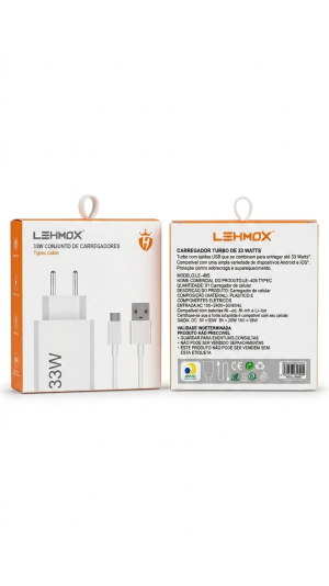 Conjunto de Carregador Turbo Lehmox 33W – USB-C (Type-C)