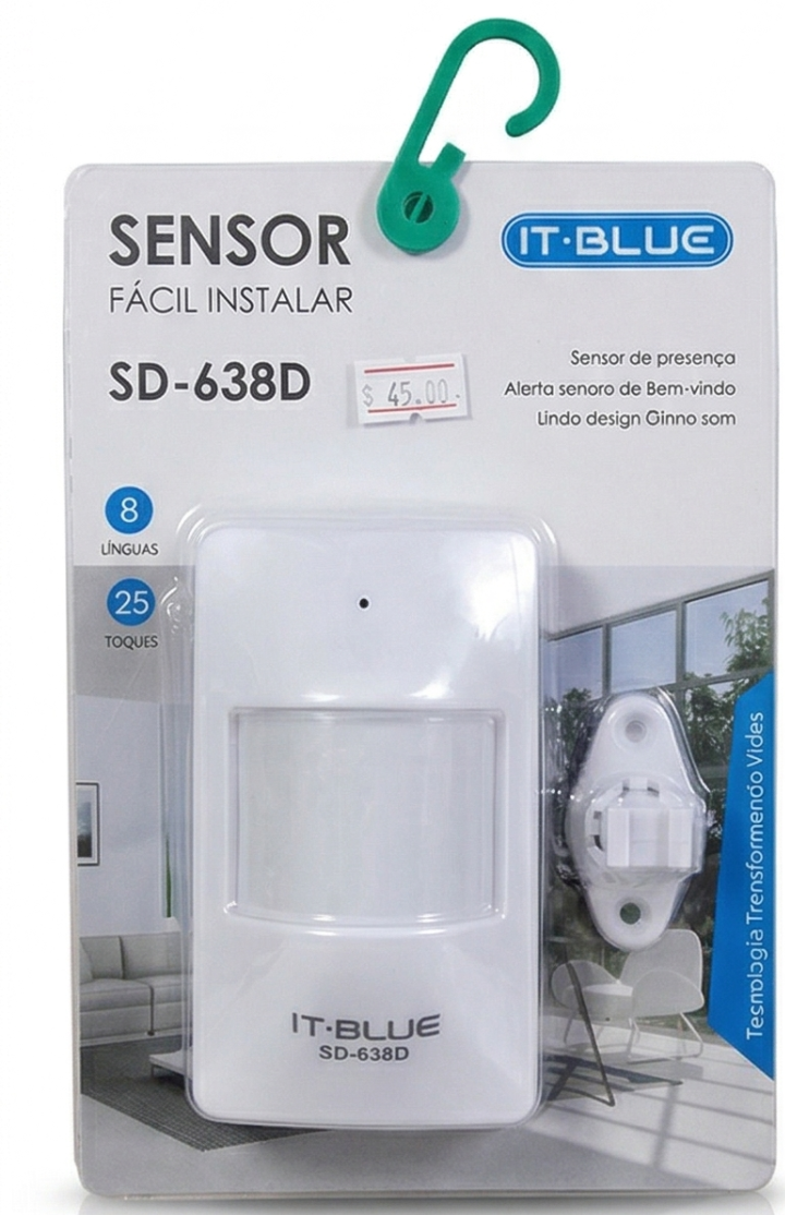 Sensor de Presença com Alerta Sonoro IT-BLUE SD-638D