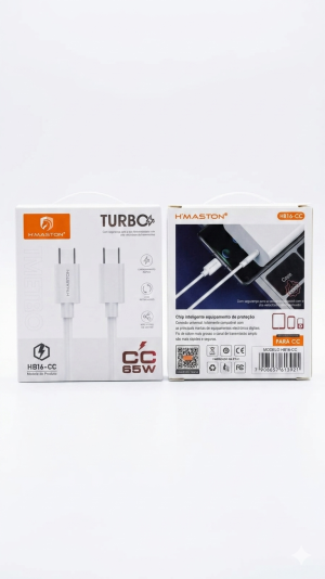 Cabo de Dados Turbo H'Maston HB16-CC – USB-C para USB-C – 65W