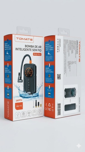 Bomba de Ar Inteligente Sem Fio TOMATE (MXB-002) – Potência e Praticidade para suas Calibragens