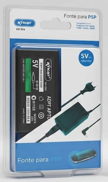 Fonte para PSP Knup (Modelo KP-554) – Energia Estável e Segura para o seu Console
