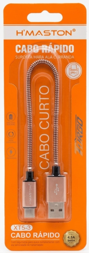 Cabo Curto de Carga Rápida H'Maston XT5-3 | 4.8A USB para Tipo-C