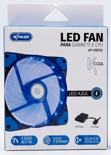 Cooler Fan LED Azul 120mm para Gabinete/CPU – Silencioso e Eficiente