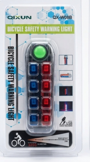 Luz de Sinalização LED para Bicicleta com Controle – Recarregável USB