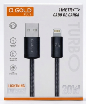 Cabo de Carga Turbo A'GOLD Plus CB77-2 | 20W Lightning (1 Metro)