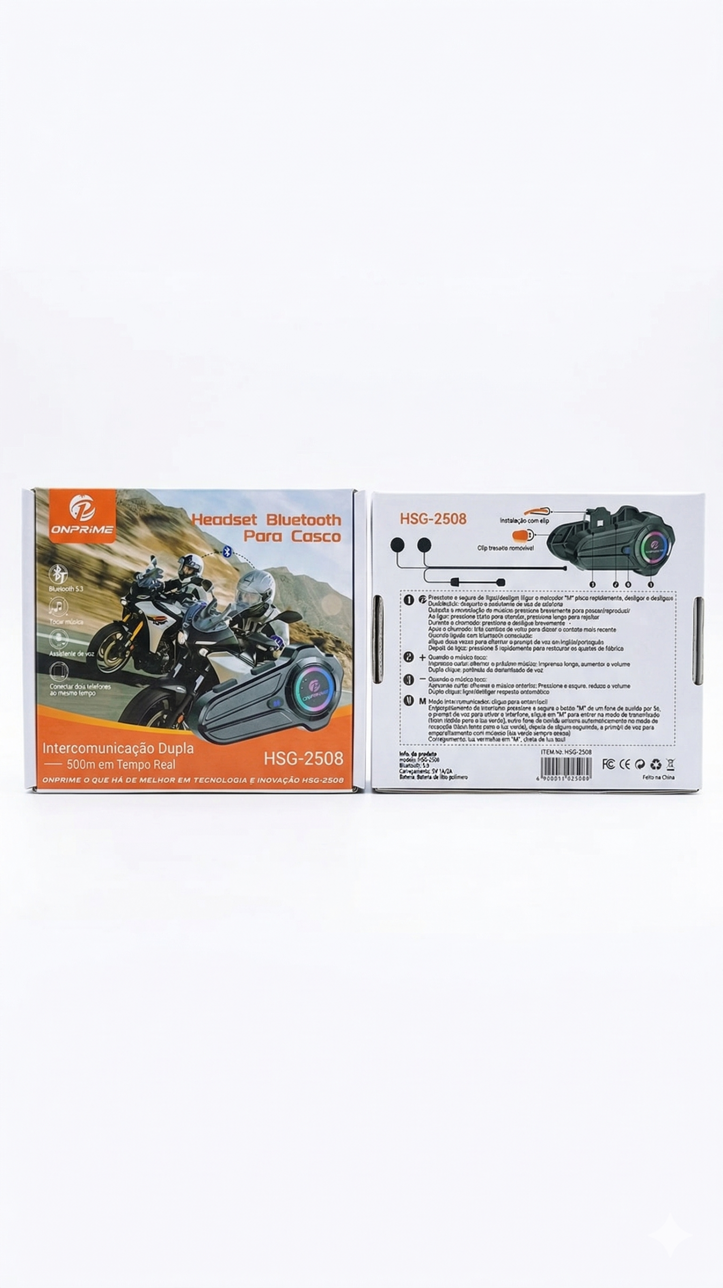 Intercomunicador e Headset Bluetooth para Capacete ONPRIME HSG-2508 - Imagem 2