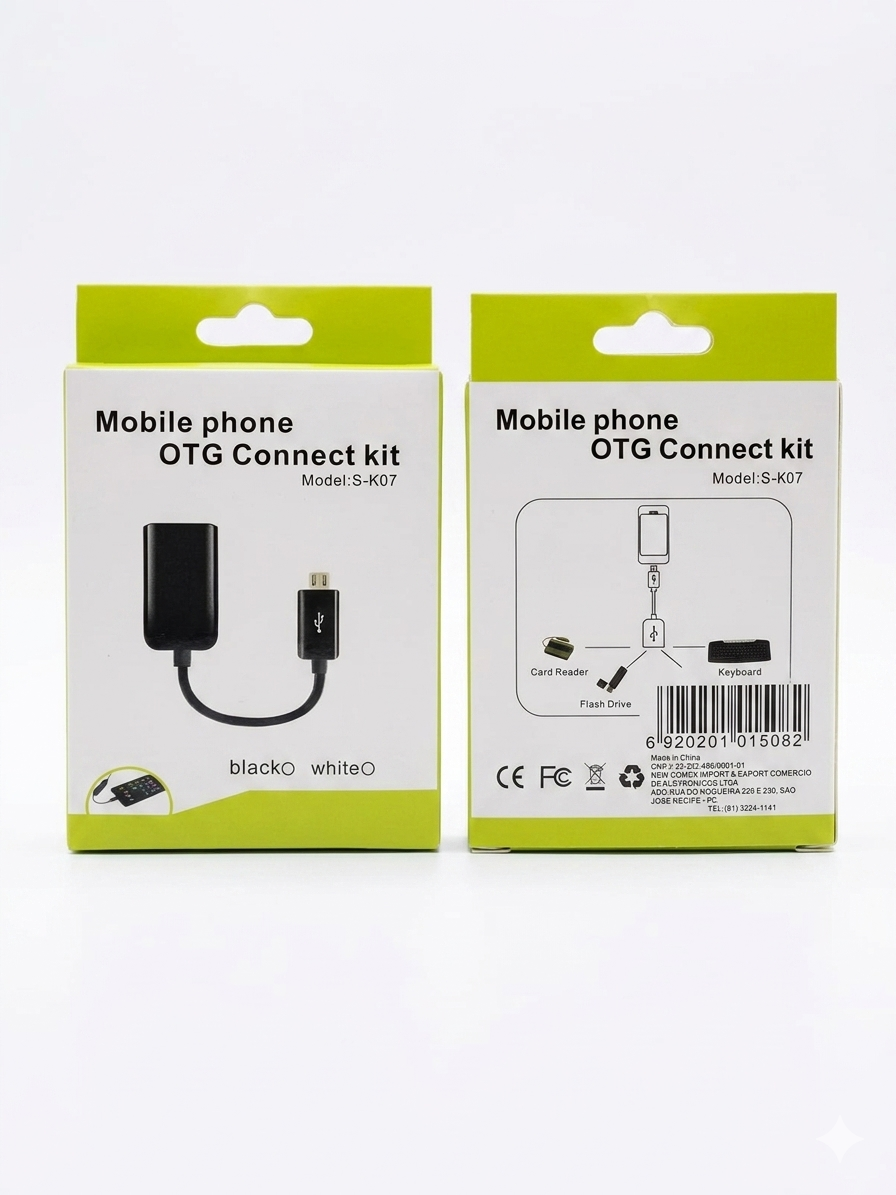 Cabo Adaptador Kit Conectar OTG para Celular V8 (Micro USB) – Model: S-K07 - Imagem 2