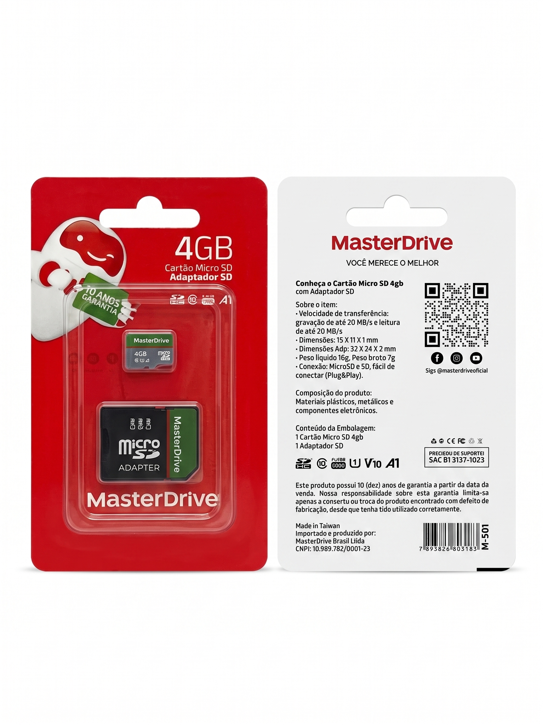 Cartão MicroSD 4GB MasterDrive + Adaptador SD: Expanda Seu Mundo Digital - Imagem 2
