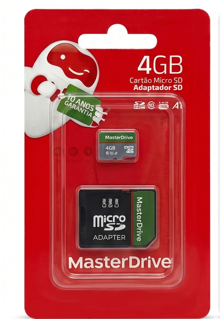 Cartão MicroSD 4GB MasterDrive + Adaptador SD: Expanda Seu Mundo Digital