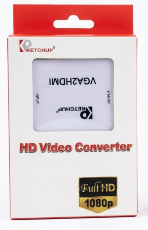 Mini Conversor de Vídeo VGA para HDMI com Áudio Ketchup - Up Scaler 1080p Full HD