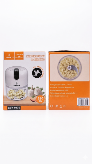 Mini Processador de Alimentos Elétrico Lehmox 250ml – Praticidade ao Toque de um Botão