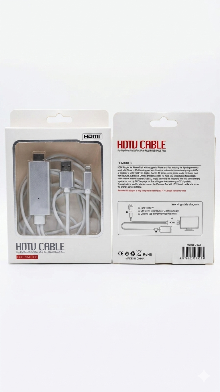 Cabo Adaptador Espelhamento HDTV para iPhone/iPad Lightning com USB (Model 7522) - Imagem 2