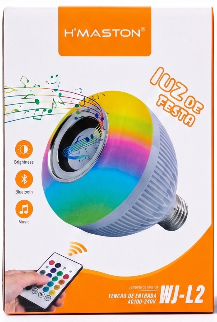 Lâmpada LED Inteligente Music WJ-L2 – Som e Iluminação RGB com Bluetooth