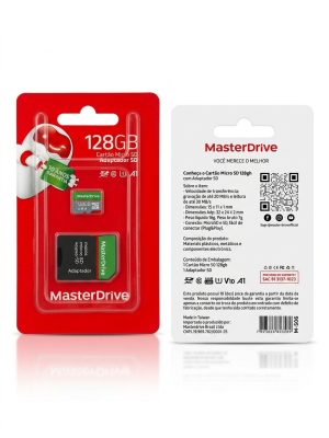 Cartão de Memória Micro SD MasterDrive 128GB com Adaptador SD (M-506)