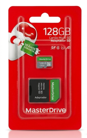 Cartão de Memória Micro SD MasterDrive 128GB com Adaptador SD (M-506)