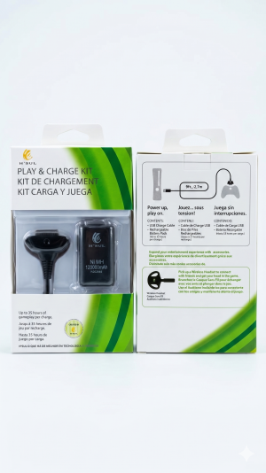 Kit Play & Charge H'SUL para Xbox 360 – Bateria Recarregável + Cabo de 2,7m