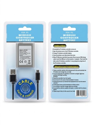 Bateria para Controle Sem Fio de PS3 com Cabo de Carregamento (Model LIP1359)