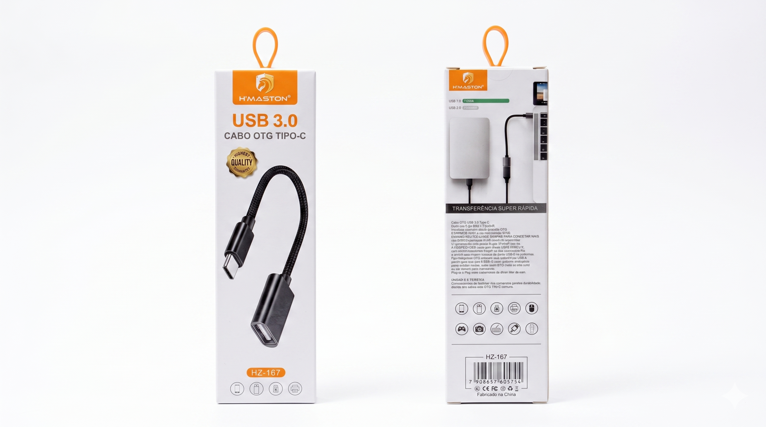 Cabo Adaptador OTG USB 3.0 para USB Tipo-C H'Maston HZ-167 - Alta Velocidade - Imagem 2