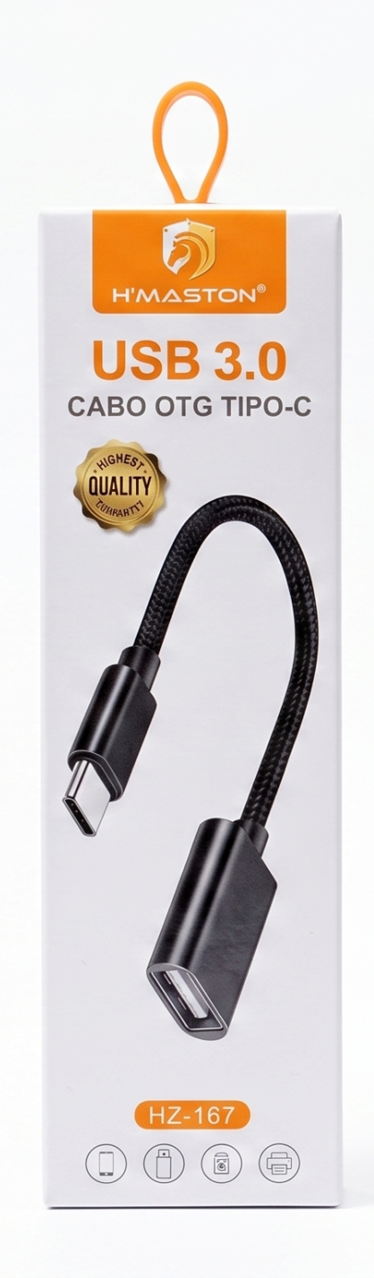 Cabo Adaptador OTG USB 3.0 para USB Tipo-C H'Maston HZ-167 - Alta Velocidade