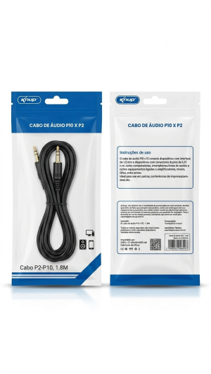Cabo de Áudio P10 x P2 – Knup – 1.8 Metros – Alta Fidelidade