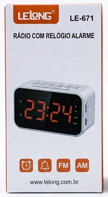 Rádio Relógio Despertador Lelong LE-671 – Dual Alarm – AM/FM – Bivolt