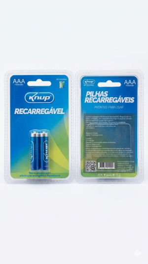 Pilhas Recarregáveis Knup AAA (Palito) – 1100mAh – Pack com 2 Unidades