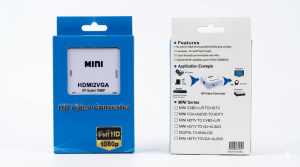 Mini Conversor de Vídeo HDMI para VGA com Áudio - Up Scaler 1080p Full HD