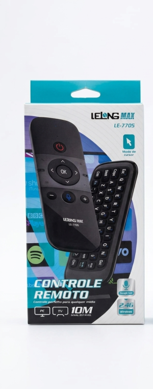 Air Mouse e Teclado LELONG MAX LE-7705 – Controle Remoto Inteligente com Comando de Voz