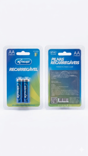 Pilhas Recarregáveis Knup AA (Pequena) – 2700mAh – Pack com 2 Unidades