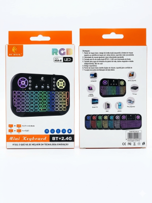 Mini Teclado H'SUL HSA-8 – Bluetooth + Wireless 2.4G com LED RGB