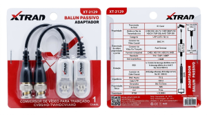 Par de Balun Passivo Conversor de Vídeo para Cabo Trançado Xtrad XT-2129